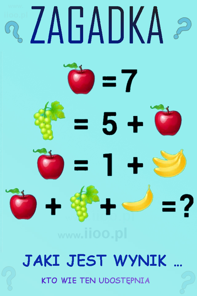 zagadka owocowa 12, układ równań – zagadka, łamigłówka, zagadka, równania